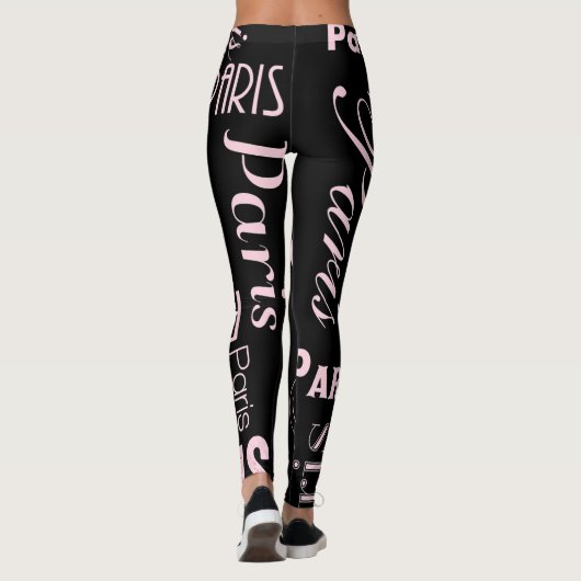 Paris Rosa und schwarze Paris Leggings (Rückseite)