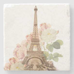 Paris Rosa Vintage Romantischer Steinuntersetzer