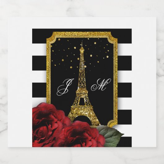 Paris Rose Eiffelturm Weißer Streifen Schaumweinetikett (Einzelnes Label)