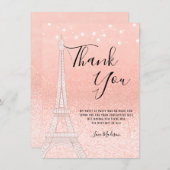 Paris Rose Gold Glitzer Lights Sweet 16 Dankeskarte (Vorne/Hinten)