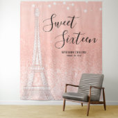 Paris Rose Gold Glitzer Lights Sweet 16 Hintergrun Wandteppich (Beispiel)