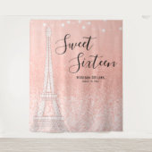 Paris Rose Gold Glitzer Lights Sweet 16 Hintergrun Wandteppich (Vorderseite)