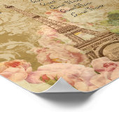 Paris Rose Vintage romantische Sitzkarte Poster (Ecke)