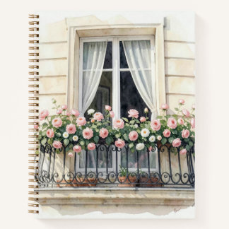 Paris-Rosen-Balkon-Aquarell Notizblock