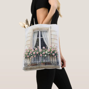 Paris-Rosen-Balkon-Aquarell Tasche