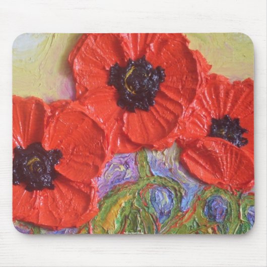 Paris rote Mohnblumen Mousepad (Vorne)