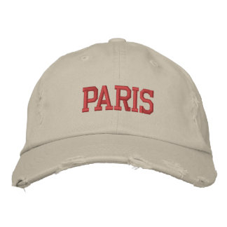 PARIS Rote Stickerei Vintager Stil Bestickte Baseballkappe