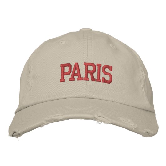 PARIS Rote Stickerei Vintager Stil Bestickte Baseballkappe (Vorderseite)