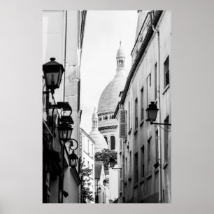 Paris Sacre-Coeur in Schwarz und Weiß Poster