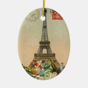 Paris Sankt und Schneemann-Weihnachtsverzierung Keramikornament