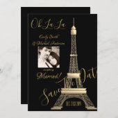 PARIS Save the Date - FOTO HINZUFÜGEN - SCHWARZE G (Vorne/Hinten)