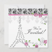 Paris Save the Date Wedding Card Schwarz-weiß (Rückseite)