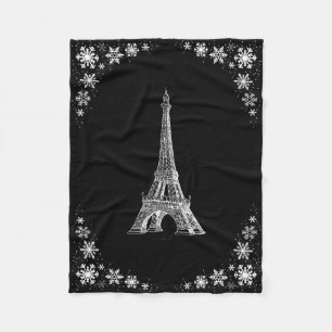 Paris Schnee Schwarz-Weiß-Flanelldecke Fleecedecke