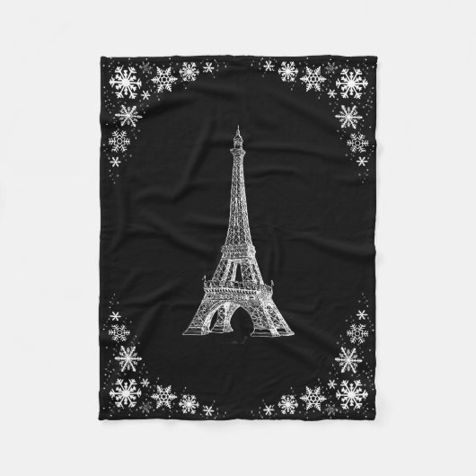 Paris-Schnee-Schwarzweiss-Fleece-Decke Fleecedecke (Vorderseite)