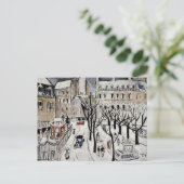 Paris Schneeszene, Kunstmalerei Postcard Postkarte (Stehend Vorderseite)
