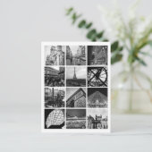 PARIS Schwarz-Weiß-Collage Postkarte (Stehend Vorderseite)