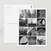 PARIS Schwarz-Weiß-Collage Postkarte (Vorne/Hinten)