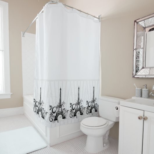 Paris Schwarz-weiß Elegante Blüh Duschvorhang (Beispiel)