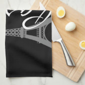 Paris; Schwarz-Weiß-Hahnentrittmuster Küchentuch (Viertel Falte)