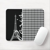 Paris; Schwarz-Weiß-Hahnentrittmuster Mousepad (Mit Mouse)