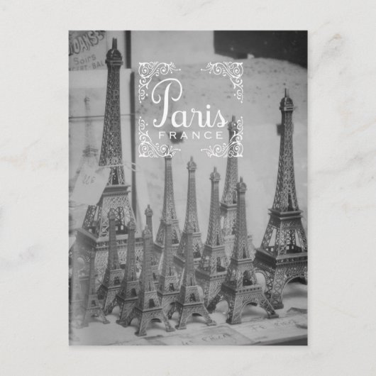 Paris Schwarz-Weiß-Reisen Postkarte Souvenirs (Vorderseite)