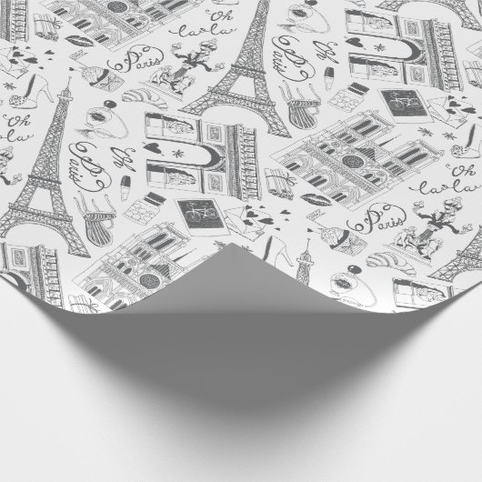 Paris Schwarzweiss Geschenkpapier (Ecke)