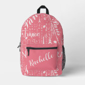 Paris Script Backpack — Anpassbare Wanderlust Bedruckter Rucksack (Vorderseite)