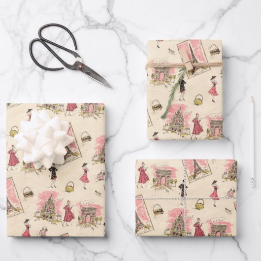 Paris Sehenswürdigkeiten 2 Geschenkpapier Set (Vorderseite)