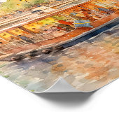 Paris Seine Boat Trip Scene Art Poster (Ecke)