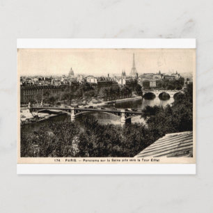 Paris Seine Eiffelturm Vintage Panorama Postkarte