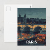 Paris Seine Postkarte (Vorne/Hinten)