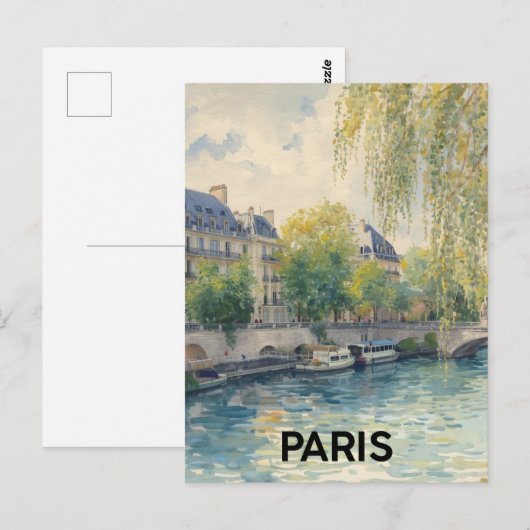Paris Seine Postkarte (Vorne/Hinten)
