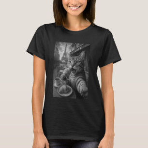 Paris-Selfie-Katze isst Croissant am Eiffelturm T-Shirt