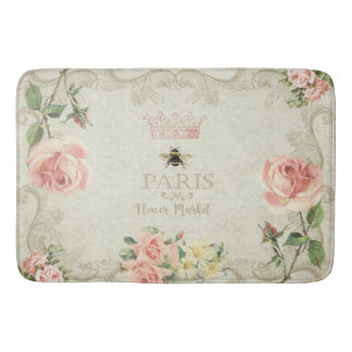 Paris Shabby Peach Pink Roses Badematte