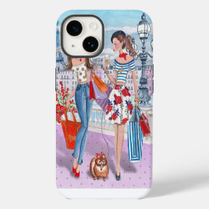 Paris Shopping Mode Mädchen Chic Illustriert iPhone 14 Hülle