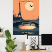 Paris Silhouetten - Eiffelturm bei Sunset Poster (Heimbüro)