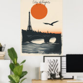 Paris Silhouetten - Spiegelbild des Eiffelturms Poster (Heimbüro)