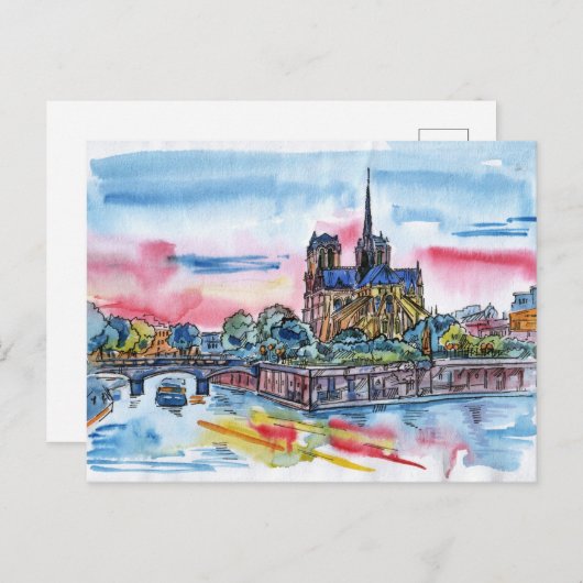 Paris Sketch Postcard Postkarte (Vorne/Hinten)