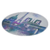 Paris-Skyline - Aquarell-Blau Schneidebrett (Ecke)