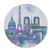 Paris-Skyline - Aquarell-Blau Schneidebrett (Vorderseite)