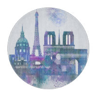 Paris-Skyline - Aquarell-Blau