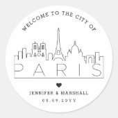 Paris Skyline | Begrüßungsnachricht Runder Aufkleber (Vorderseite)