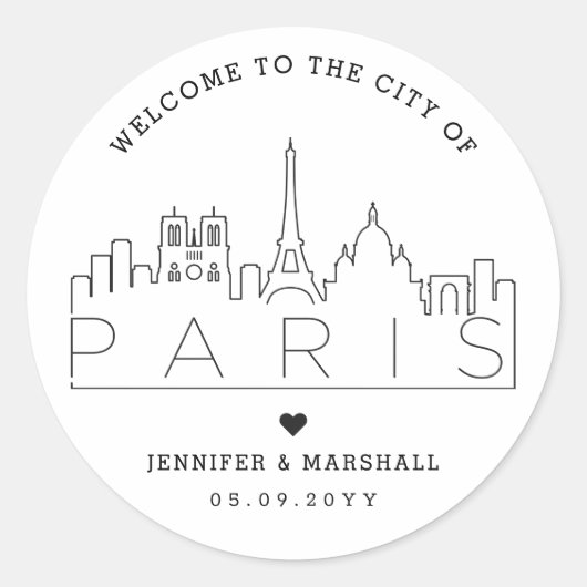 Paris Skyline | Begrüßungsnachricht Runder Aufkleber (Vorderseite)