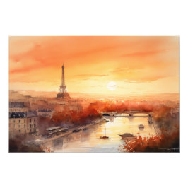 Paris Skyline bei Sonnenuntergang Fotodruck