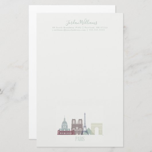 Paris-Skyline Briefpapier (Vorne/Hinten)