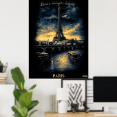 Paris Skyline - Charcoal Monochrom Kunst - Urban Poster (Heimbüro)