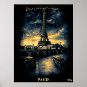 Paris Skyline - Charcoal Monochrom Kunst - Urban Poster (Vorne)