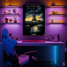 Paris Skyline - Charcoal Monochrom Kunst - Urban Poster