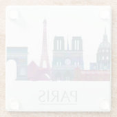 Paris Skyline Colored Gebäude Glasuntersetzer (Rückseite)