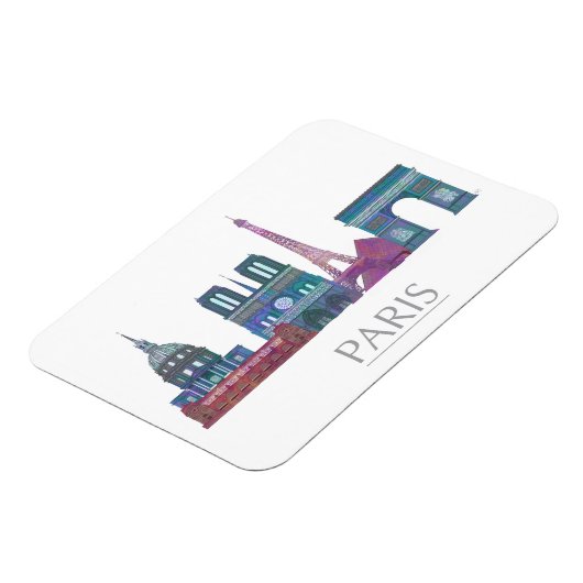 Paris Skyline Colored Gebäude Magnet (Linke Seite)